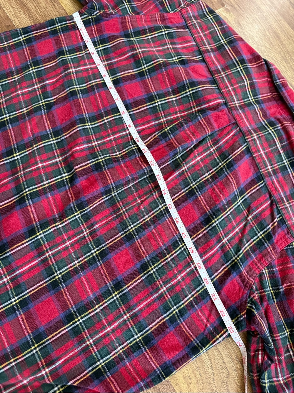 L.L. Bean Red and Green Plaid Button-Down Shirt - Picture 6 of 8